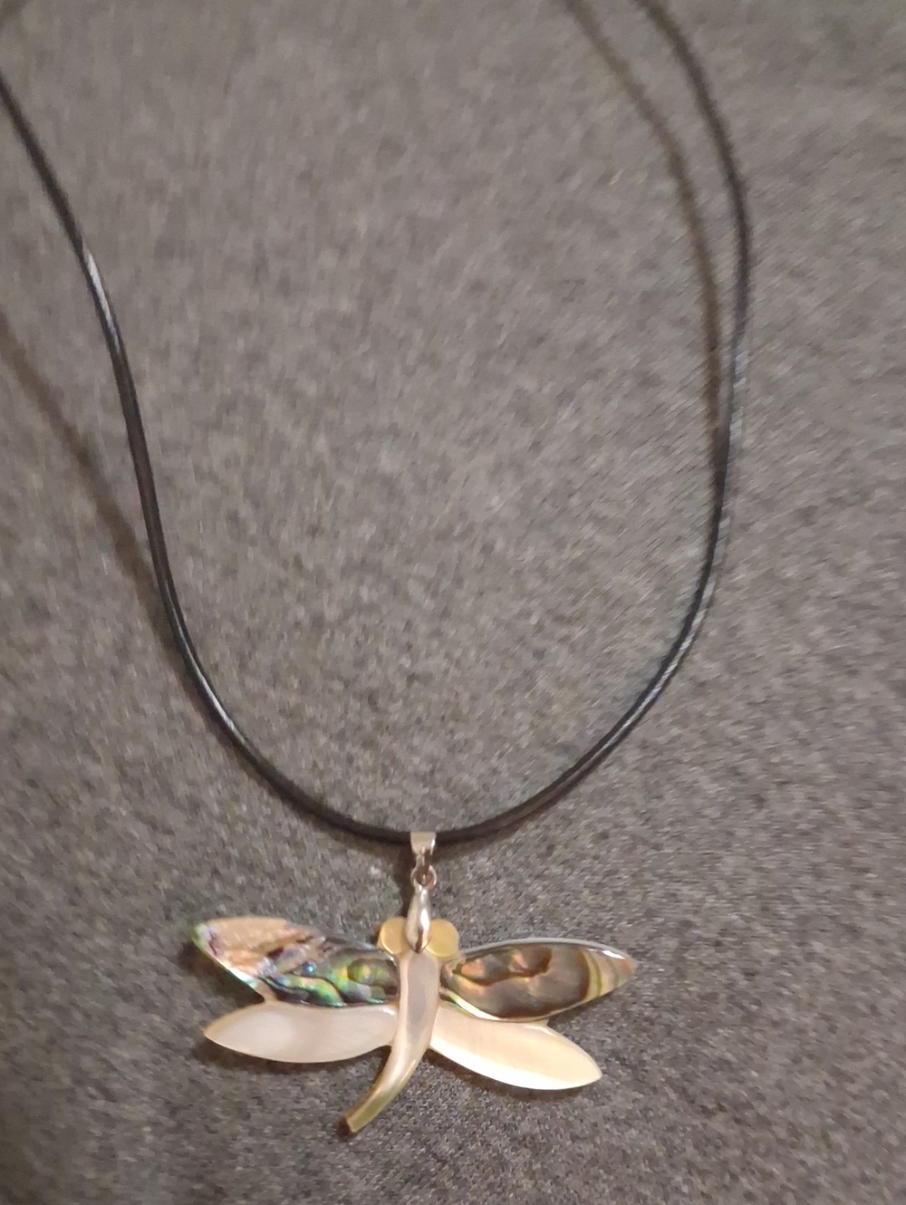 Dragonfly Pendant Necklace in Iridescent and White - Unbranded